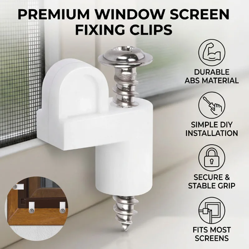 Durable Plastic Window Screen Fixing Clips Sturdy Clamps for Securing Mosquito Netting Easy Install and Remove Tool Kit