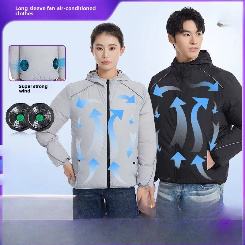 

Summer New Air Conditioner Clothes Long Sleeves Cooling Hooded Sunscreen Skin Clothes Tooling Labor Protection Clothes
