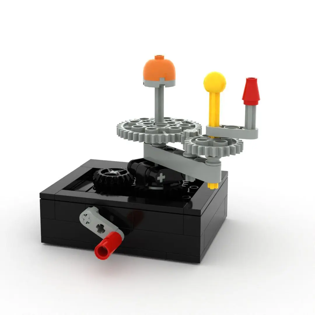 MOC Building Blocks Sun Earth Moon Orrery Kit, Mechanical Gear Model, STEM Educational Science Toy Gift for Kids