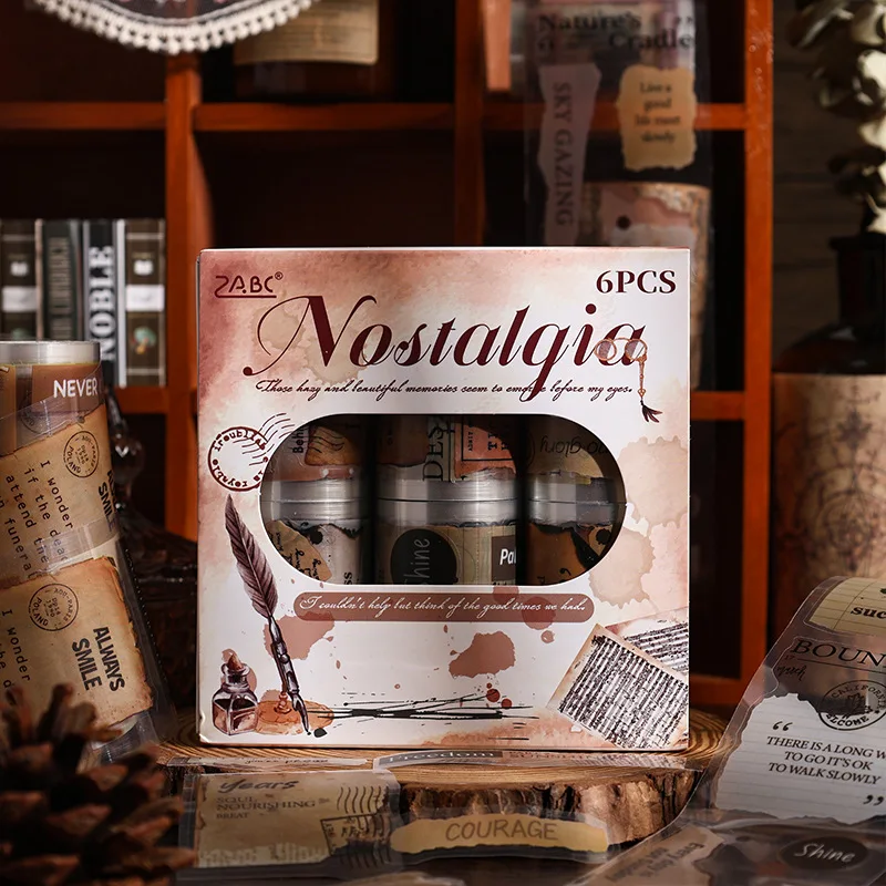 

Bview Art винтажная лента для скрапбукинга с коллажем и декоративные наклейки с английским текстом, 6 упаковок для украшения дневника и рукоделия