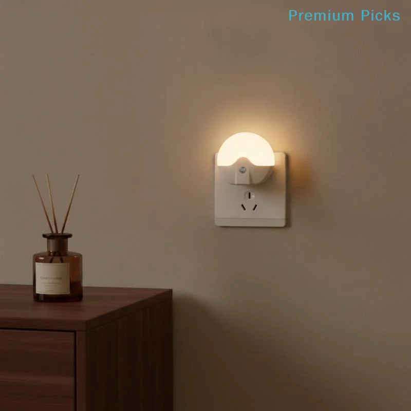 portablePlug In LED Night Light Auto Sensor 360° Rotatable Non-Flicker Eye Protection Lamp for Hallway Nursery Decor