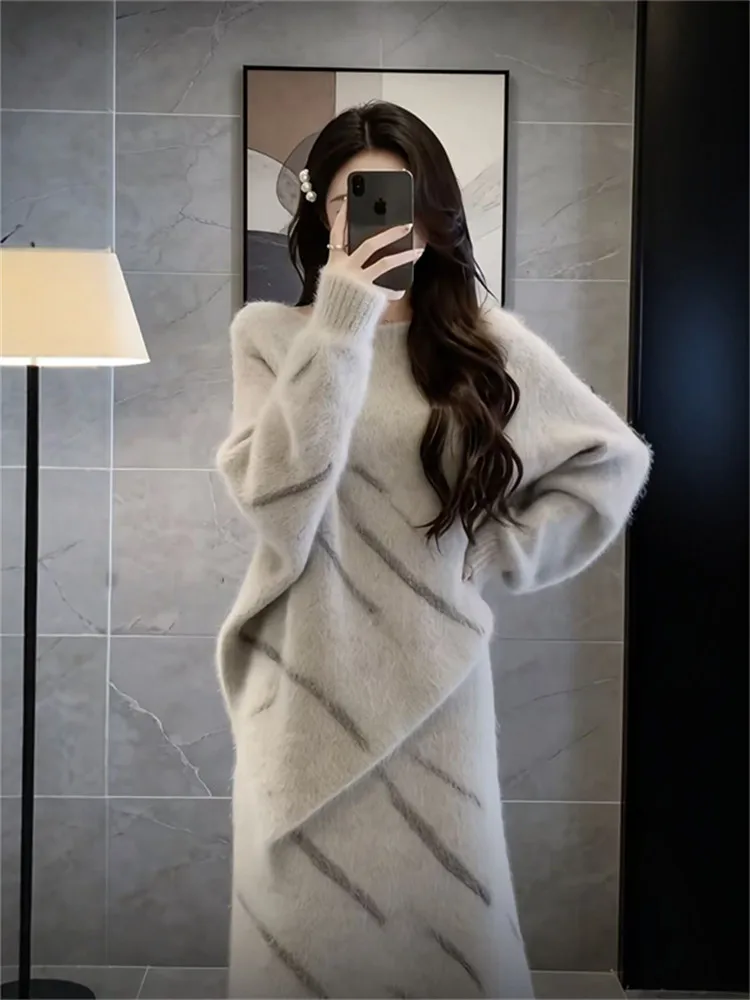 

Ladies Faion Loose Fit Two-Piece Set Spring New Sle Versatile High Waist Skirt And Comfortable Top Korean Lazy Sle