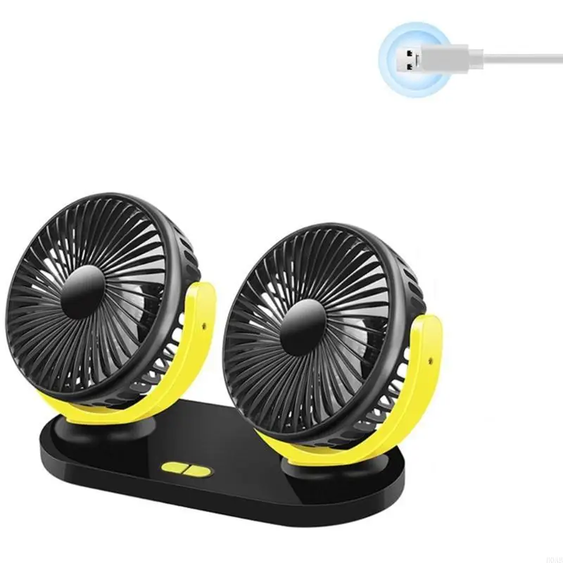 Ventilador enfriamiento ajustable D0AB Ventilador eléctrico rotativo 360 ​​grados para automóvil en casa