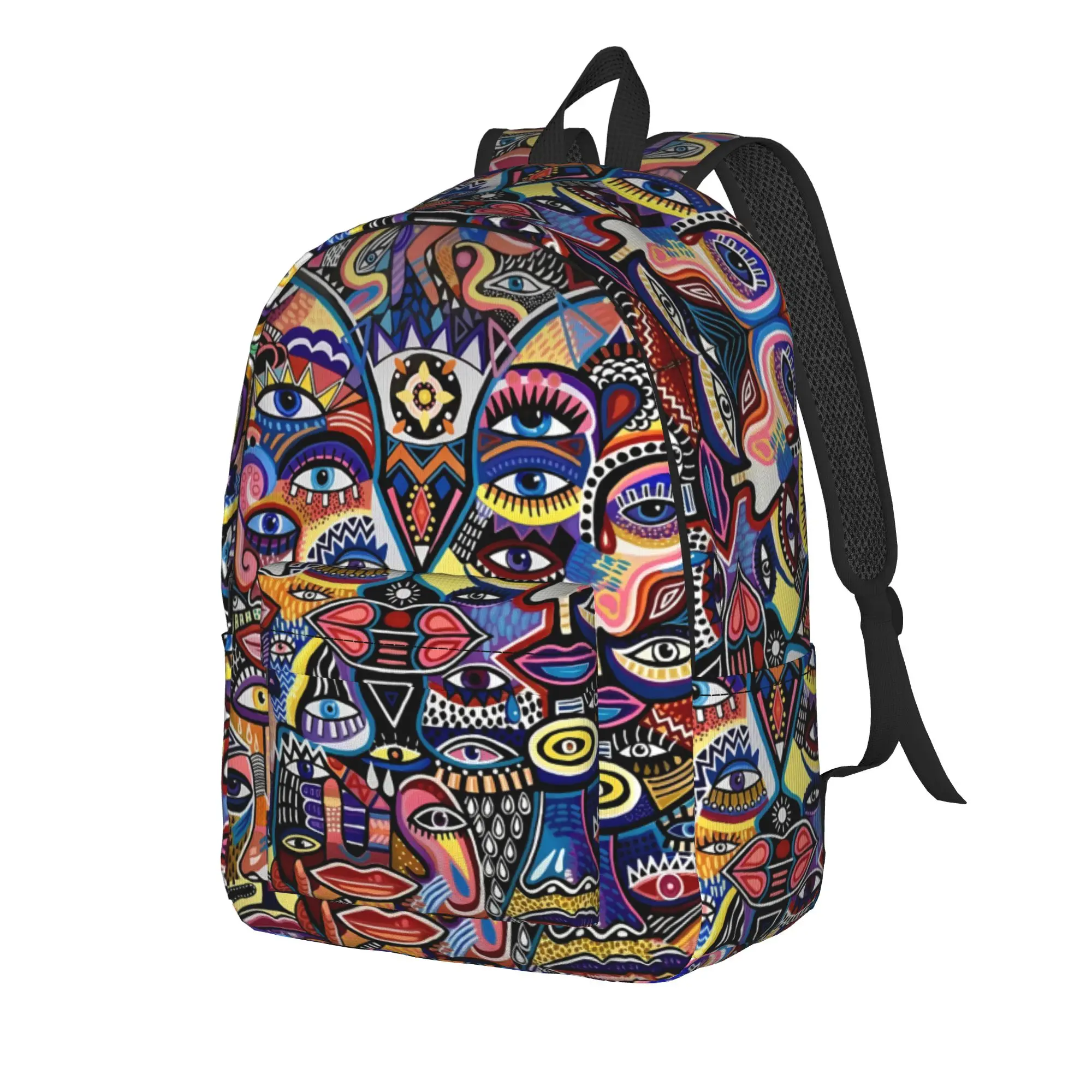 Graffiti Tribal Face Cartoon Backpack Colorful Geometry 3D Print Stylish Backpacks Teen Outdoor High School Bags Design Rucksack
