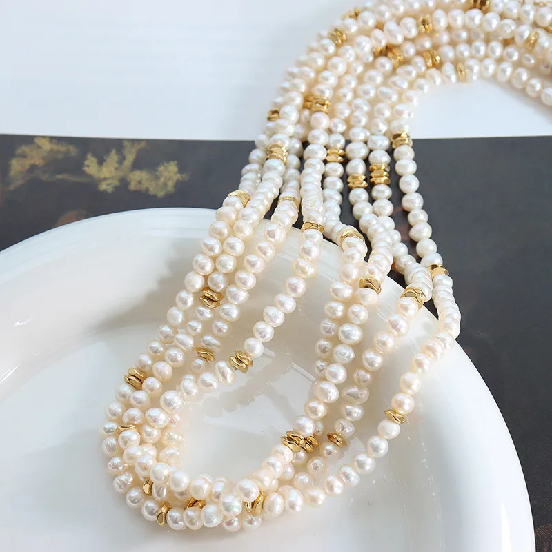 ​2023 New Romantic Baroque Natural Freshwater Pearl Beaded Necklaces for Women Waterproof Fashion Choker Jewelry Gift