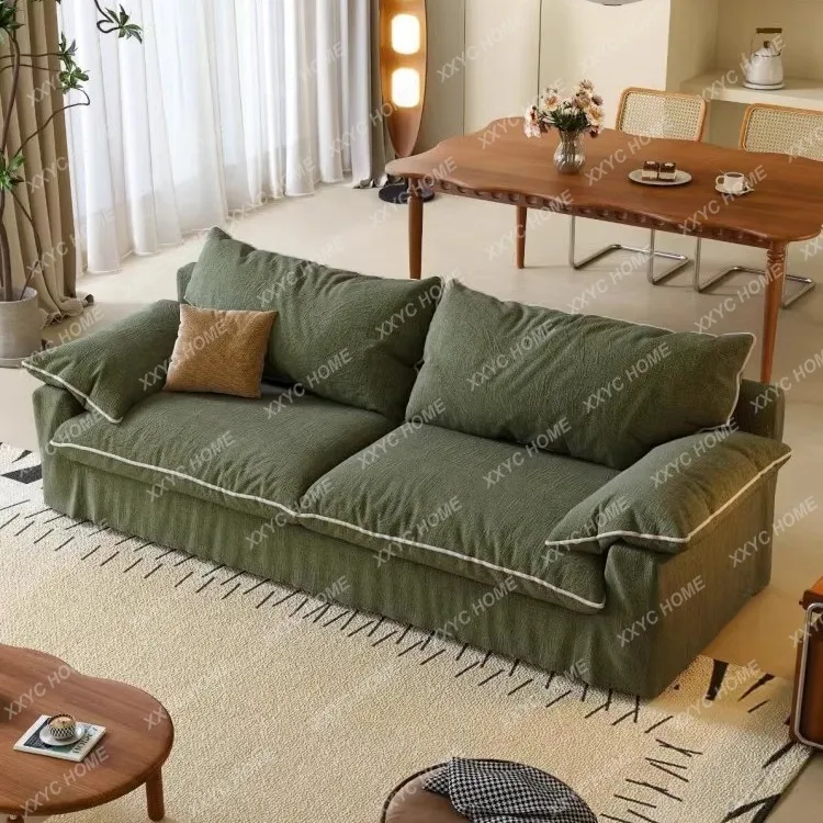 

LMedieval style linen living room small apartment fabric sofa wabi sandy wind