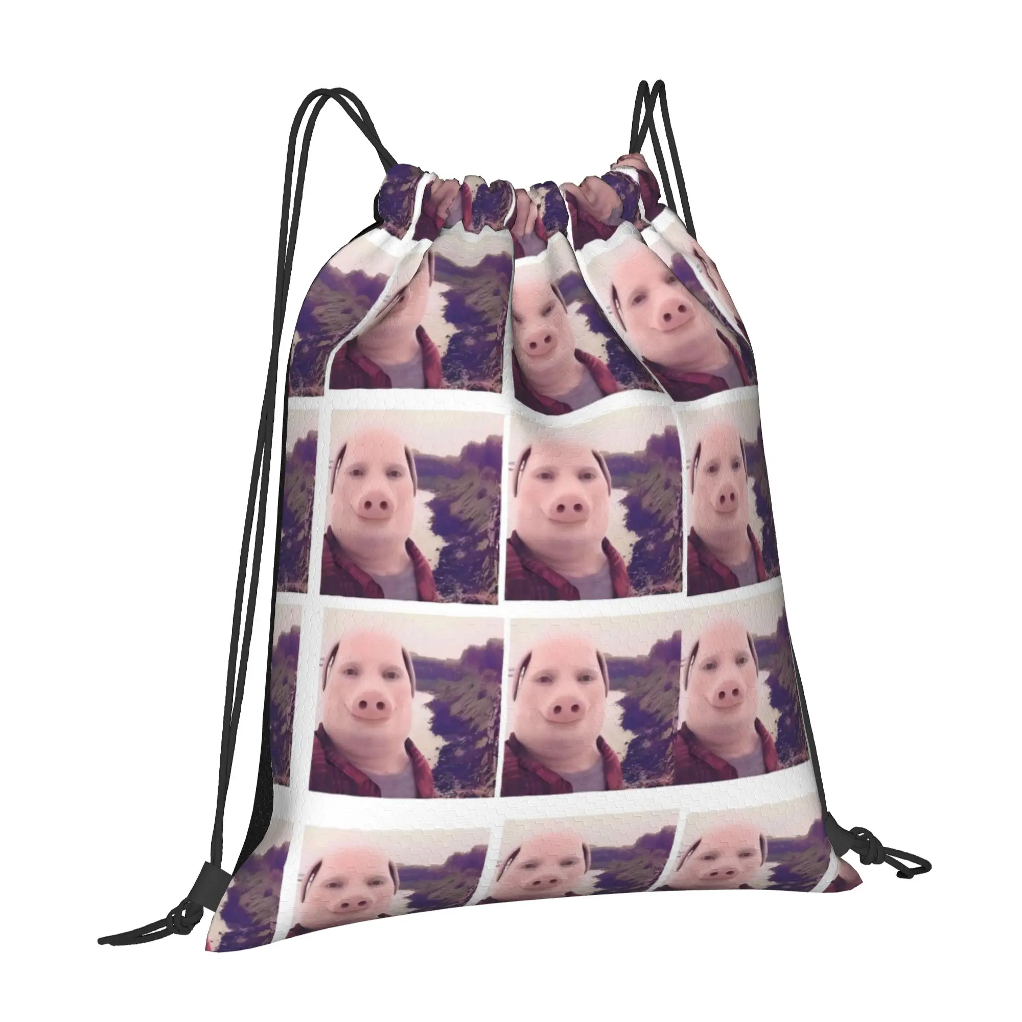 John Pork 233 John Pork Drawstring Bags Hiking Unisex Storage Organize Bundle Pocket Rope Bag