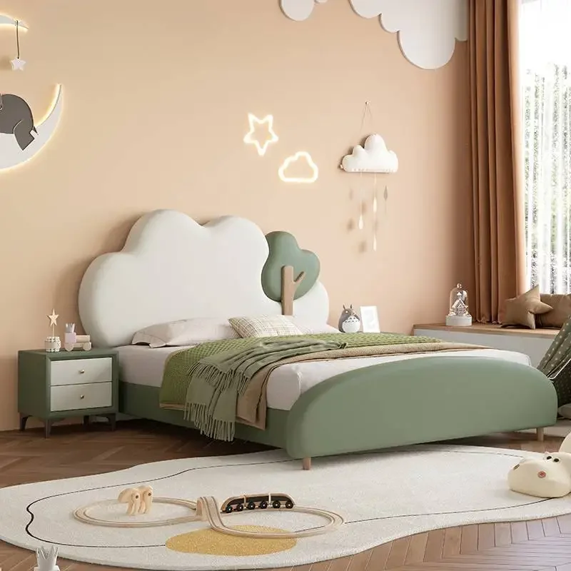

Service Organizer Double Bed Princess Cute Floor Wooden Double Bed Headboards Display Modern Children Muebles Room Furniture