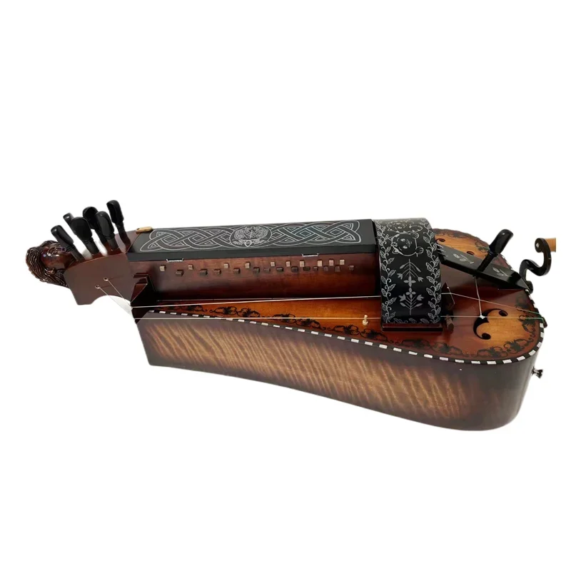 Carved scroll Hand Made Whole Maple wood 6 strings 24 keys Hurdy Gurdy