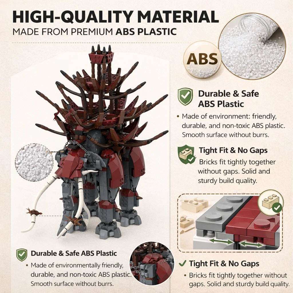 MOC Fantasy War Elephant Building Blocks Haradrim Giant Oliphaunt Model Ancient Siege Beast Bricks DIY Adult Gift
