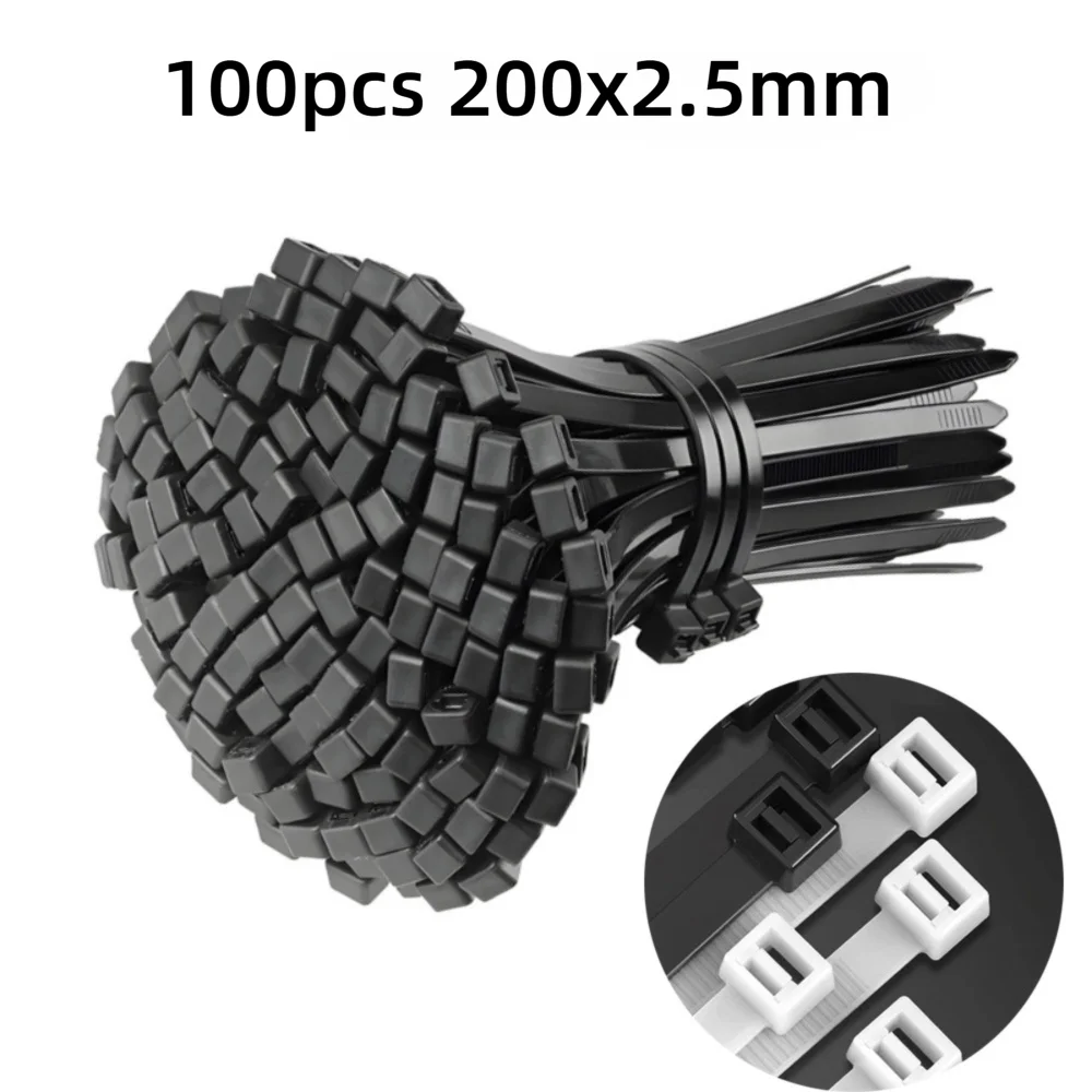 20/50100Pcs Multipurpose Nylon Universal Cable Tie Buckle Nylon Buckle Cable Tie Retainer Tie Holder Self-Locking