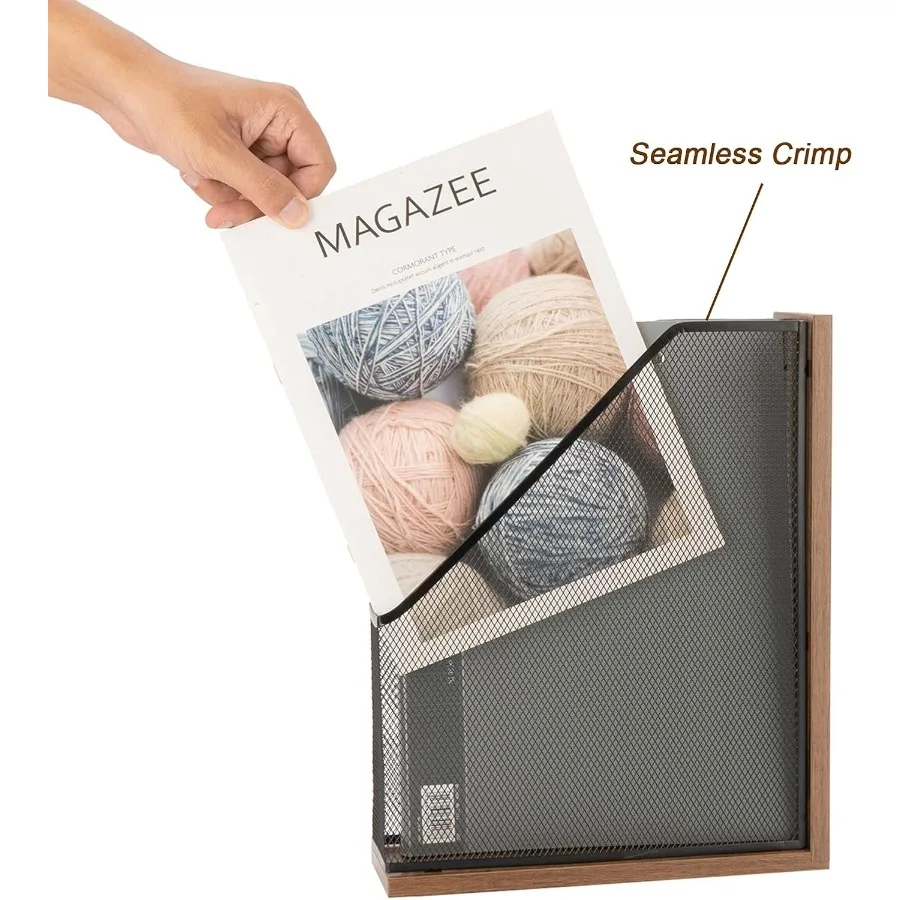 حامل ملفات مغناطيسي خشبي عتيق، منظم مجلد الملفات، رف المستندات للمكتب والمنزل والمدرسة باللون الأسود #4