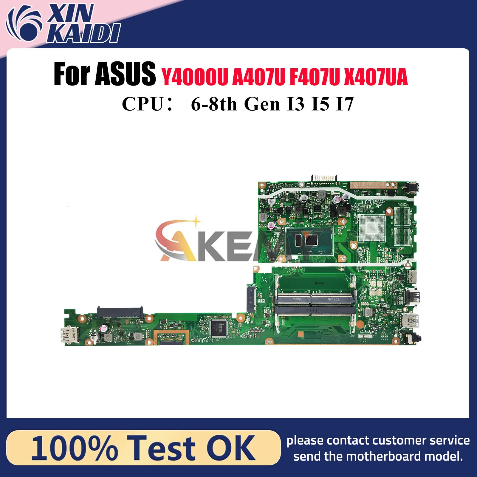 

X407UA Laptop Motherboard For ASUS X407UV X407U A407U Y4000U X407UAR F407U X407UBR X407UF X407UB X407UA Mainboard I3 I5 I7 CPU