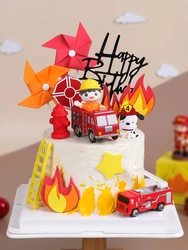 Firefighter Fire Truck Birthday Decoration Happy Birthday Cake Toppers for Boy Kids Day Party Supplies Firefighting Hero Themed