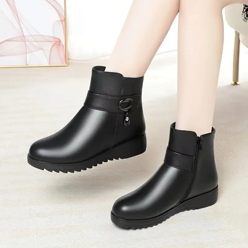 

Зимние удобные женские ботинки для верховой езды с круглым носком, модные новые стильные элегантные короткие ботинки на толстой подошве на молнии