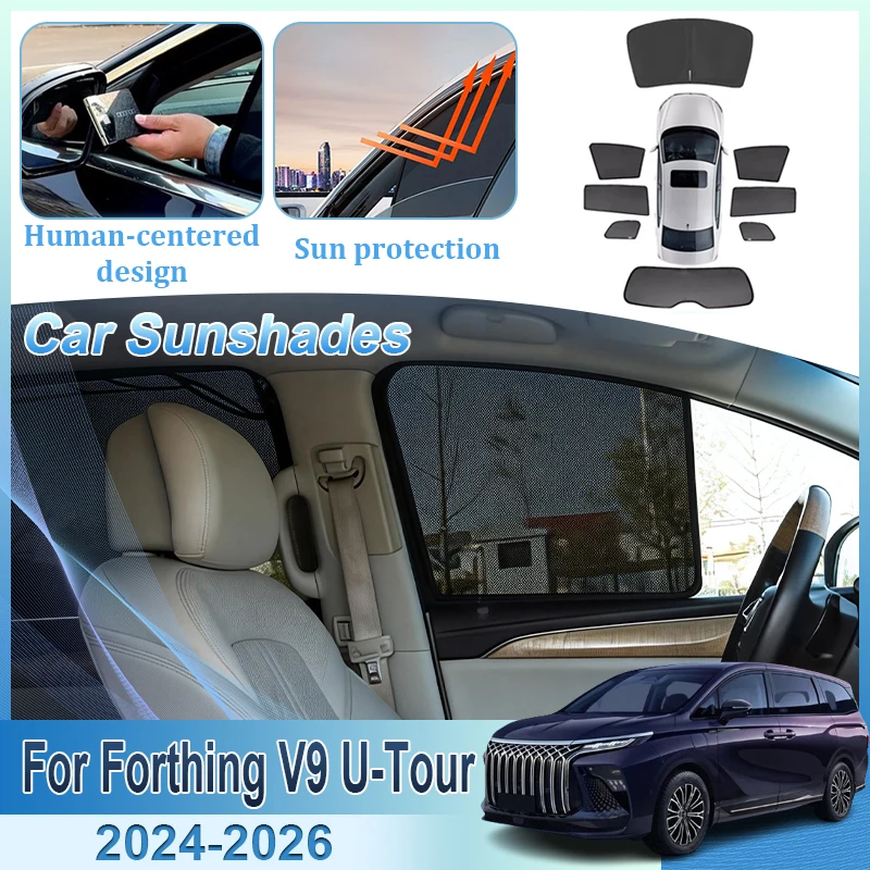 

For Forthing V9 U-Tour Accessories 2024 2025 2026 Xinghai V9 Car Mesh Sunshade Window Magnetic Sun Visor Privacy Curtains Shades