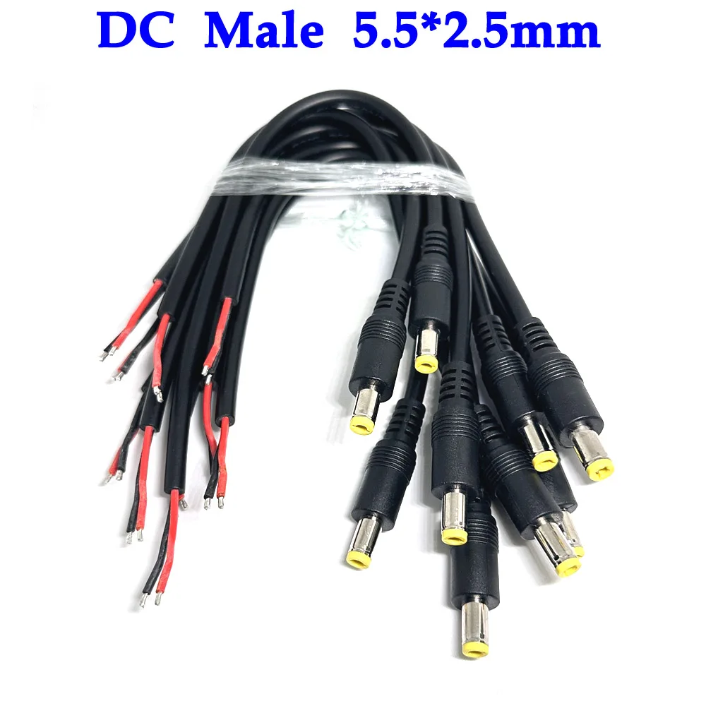 

100pcs New Adapter Output Power Cord DC Male Plug Cable DC 5.5*2.5 5525 male plug cable connector