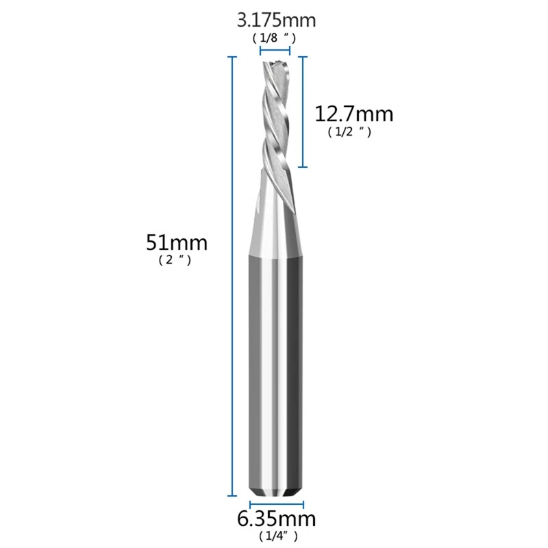 Promotion! 1/8 Cutting Diamter Spiral Upcut Router Bit With 1/4 Carbide CNC Wood Router Bits Set For Plunge Slot Cutter