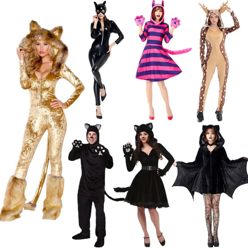 رائعتين loween تأثيري الأسد الخفافيش الغزلان الصغيرة المرحلة زي Playund Bla بذلة لول-plang orm المرأة F...