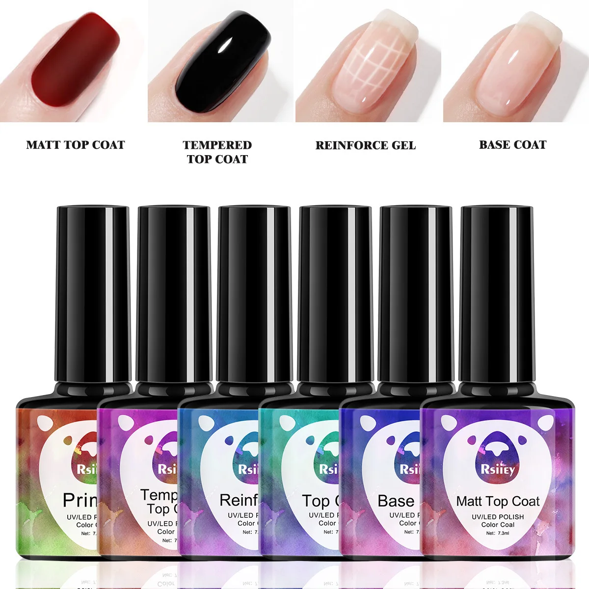 7.3ml Base Top Coat Gel Polish Gel di rinforzo smalto per unghie Top Coat trasparente Soak Off UV LED Nail Art Manicure funzione Gel