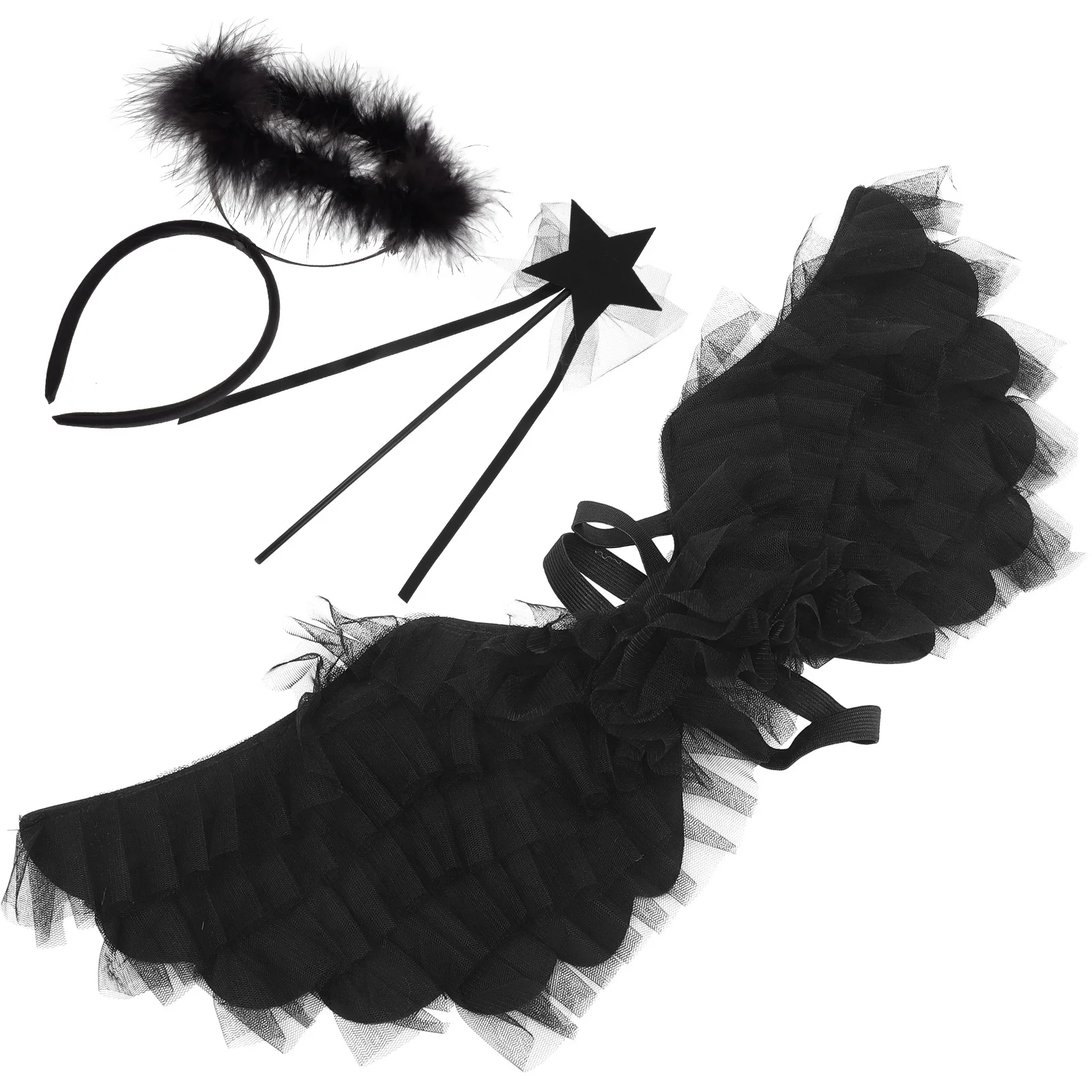 مجموعة واحدة من أزياء حفلات الهالوين وعيد الميلاد التنكرية للأطفال باللون الأسود للفتيات والأطفال والنساء