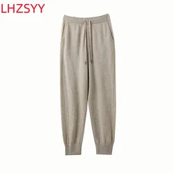 LHZSYY Pure Cashmere Pants Autumn Winter New Men' Elastic Waist Cashmere Pants Youth High-End Warm Outside Leggings Thick Casual