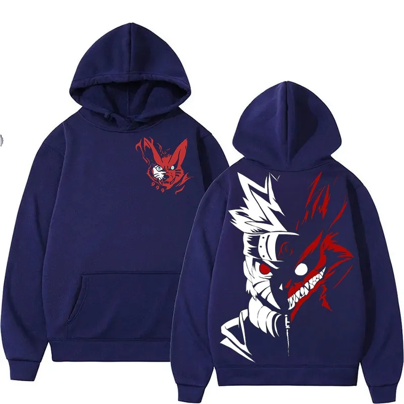 Sudadera con capucha de Naruto Uzumaki para hombre y mujer, sudadera con estampado de Anime, ropa de calle negra, chaqueta informal con capucha para Cosplay, Tops de manga larga de otoño