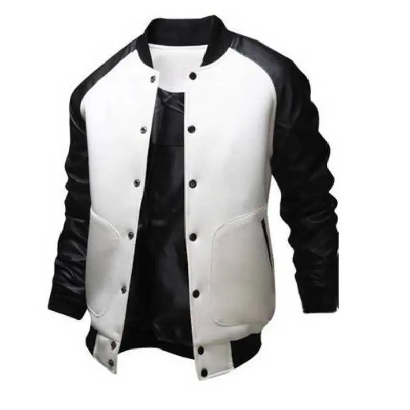 Casual Jackets Mens Black Pu Leather Raglan Sleeve Stand Collar Loose Outerwear Baseball Uniform Military Bomber Overcoat M-4X