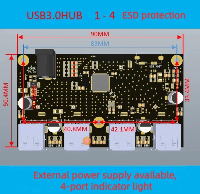 USBHUB3.0 Module One Drag Four Splitter Hub High Speed Extender