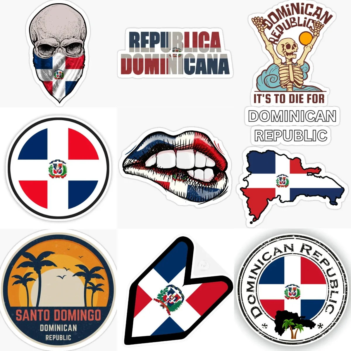 

DOM Dominican Flag Map Emblem Creative Stickers for Car Van Bicycle Helmet Fridge Window Wall Decoration Accessories