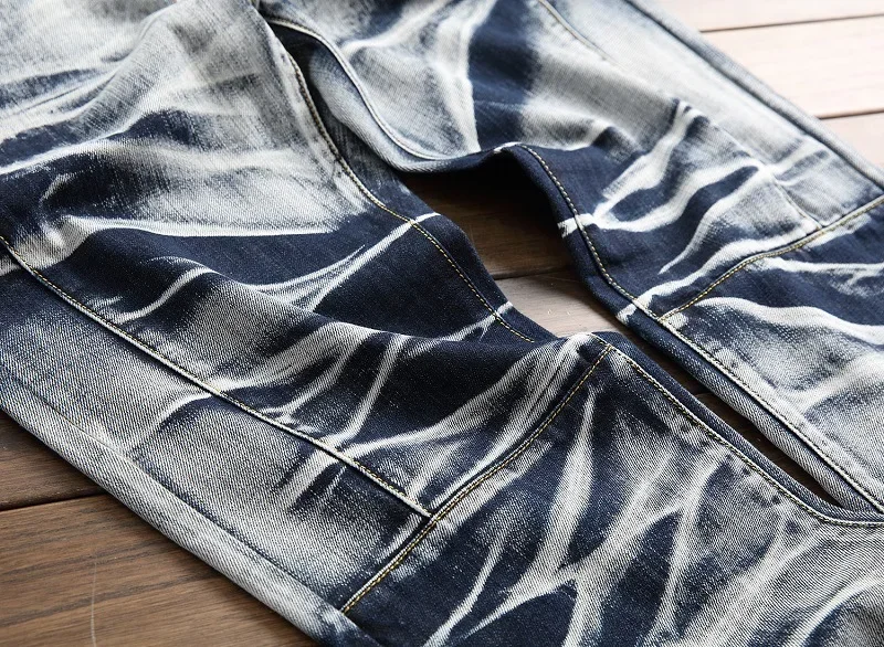 الأمريكية الرجعية الجينز الرجال شارع العليا سراويل تقليدية رجل مطوي المتعثرة غسلها كامل طول مستقيم جينز ضيق Y2k الشارع الشهير