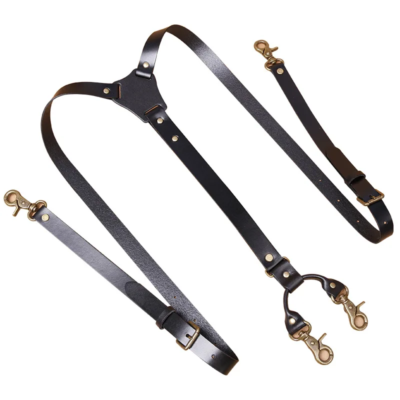 2*140Cm Wide Leather Suspenders Adjustable Suspenders Man For Pants Harness Man  Tactical Suspenders For Trousers Husband Braces