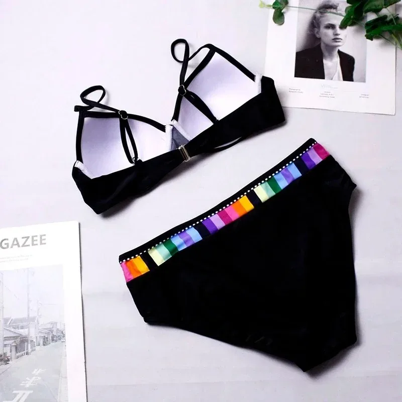 The new European and American large size foreign trade triangle women bikini gradient women swimsuit swimsuit