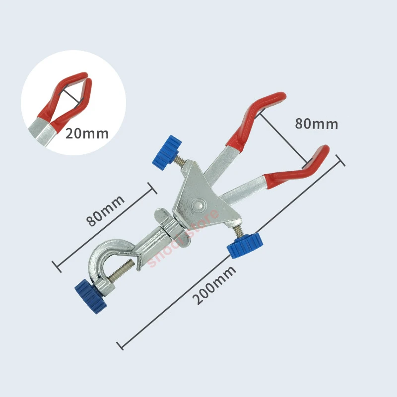 Laboratory Iron Clamp Swivel Type Clip Condenser 2 Finger , 2-jaw Clip with Boss Head, Up to 80mm
