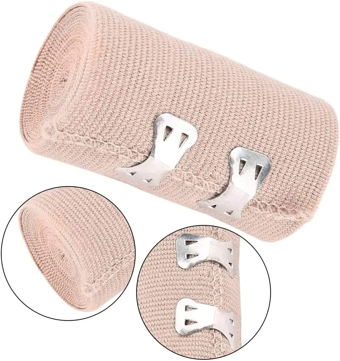 Confezione da 4 bendaggi ad alta compressione elastica con chiusura a clip Fasce elastiche per sport atletici Fissaggio a compressione