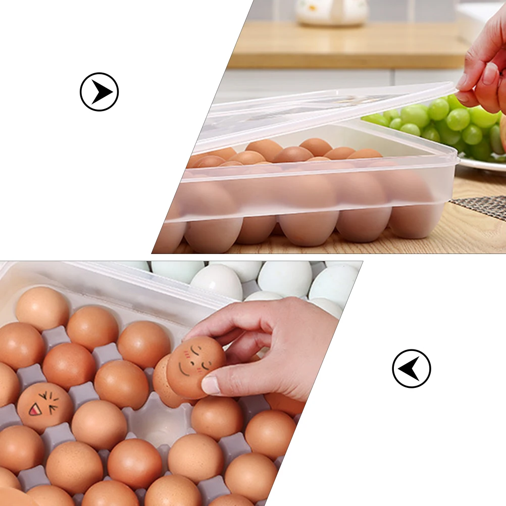 

34 Grid Plastic Egg Storage Box with Lid Stackable Refrigerator Organizer Case for Household Fridge Egg Holder Container