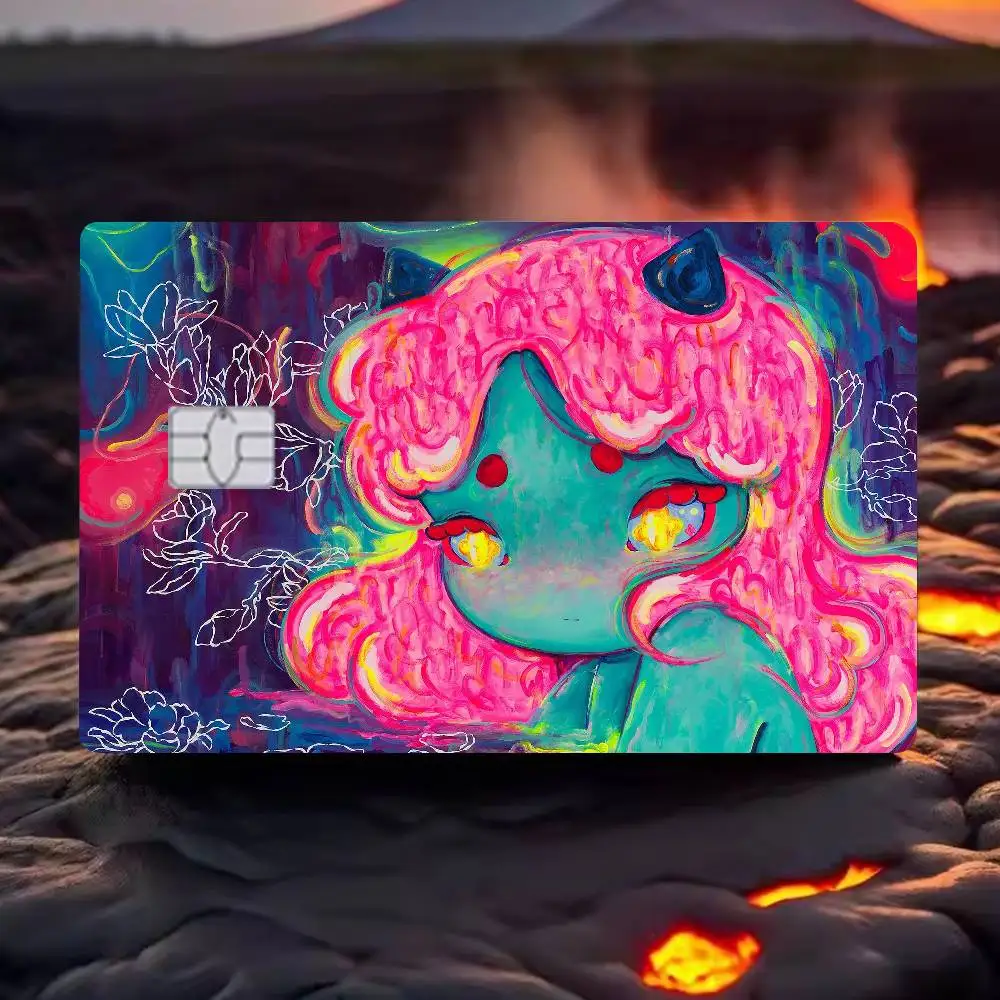 Okokume Cosmic Girl Anime Front Cover Film Sticker Skin For Credit Debit Card Small Large Chip 1 Set Of 4 Pcs