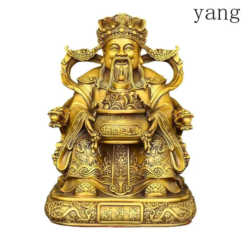 LTT pure brass God of Wealth ornament new Chinese home entrance living room decoration handicrafts