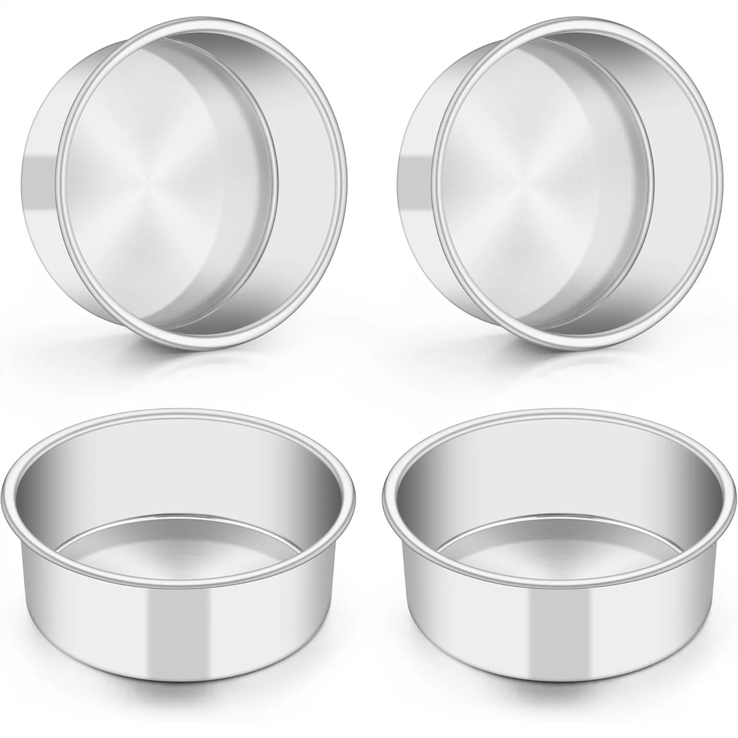 

5 Inch Cake Pan Set of 4, Stainless Steel Small Layer Baking Pans, Round Bakeware for Birthday Wedding Party, Non-Toxic &