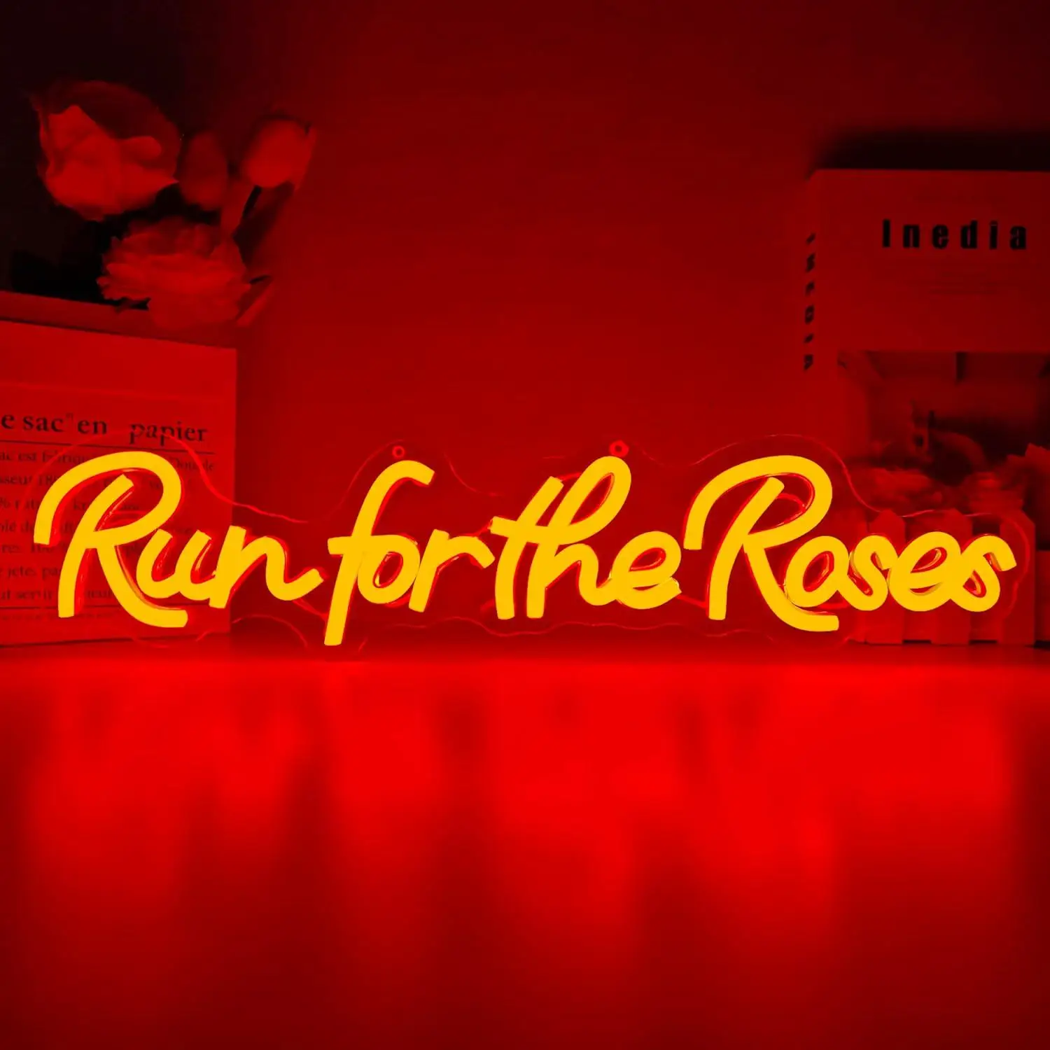 

Run For The Roses Neon Sign LED Light Up Sign for Kentucky Derby Party Bar Home Wall Decor Horse Racing Themed Birthday Gifts