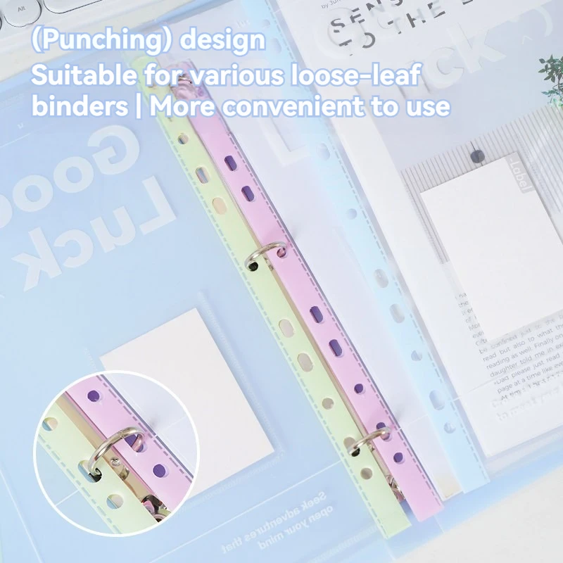 A4 Loose Leaf Binder with Elastic Strap Ring Folder Removable Clear Loose Leaf File Pocket for School Office Document Storage