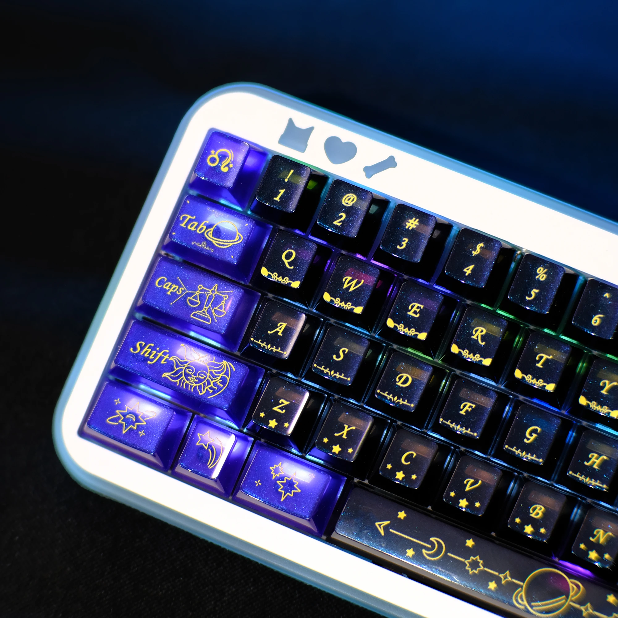 KBDiy Sparkling Stars Keycaps Cherry Profile PC Material UV Print ISO Keycap Alice For 60 Magnetic Wooting Mechanical Keyboard