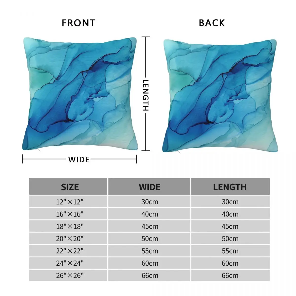 Blue Emerald Water Ombre Square Pillowcase Polyester Linen Velvet Creative Zip Decor Home Cushion Cover