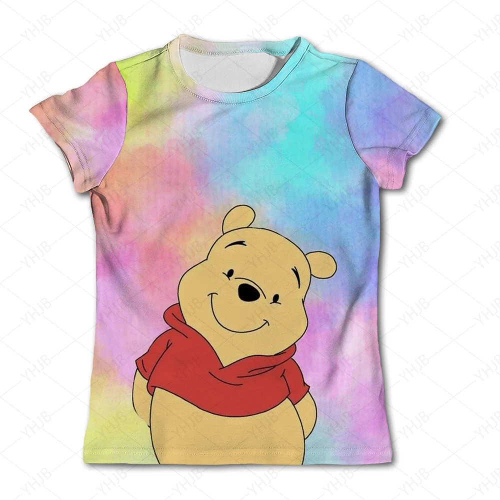 

New 2024 Children T Shirts Disney Winnie The Pooh Kids Baby Tops Short Sleeve T-Shirt Summer Tee Toddler Girl Shirts Girls Top