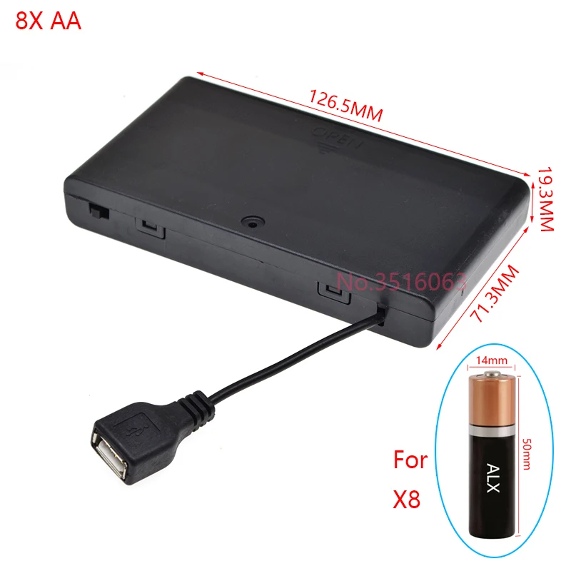 1 Stück USB-Batteriehalter für AA-Batterien mit Schalter, 1AA/2AA/3AA/4AA 1X/2X/3X/4X Steckplatz, Batteriegehäuse mit Stecker 1,5V/3V/4,5V/7V/9V/12V
