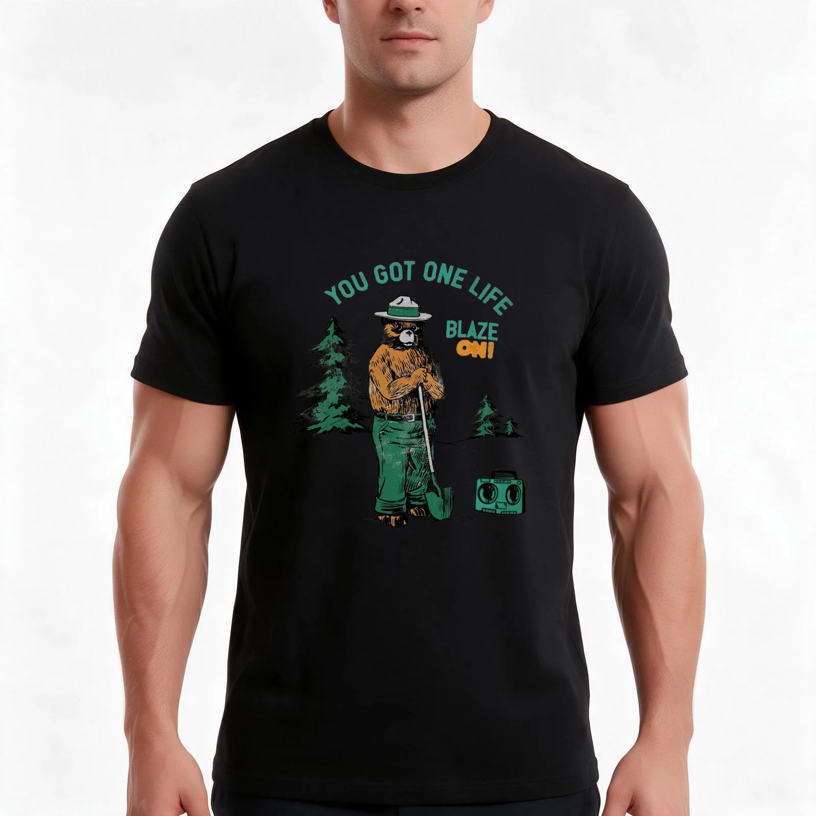 Phish Blaze On T-Shirt, Summer Casual Cotton Tee, Oversized Streetwear Tops, Vintage Graphic Print, Loose Fit Short Sleeve