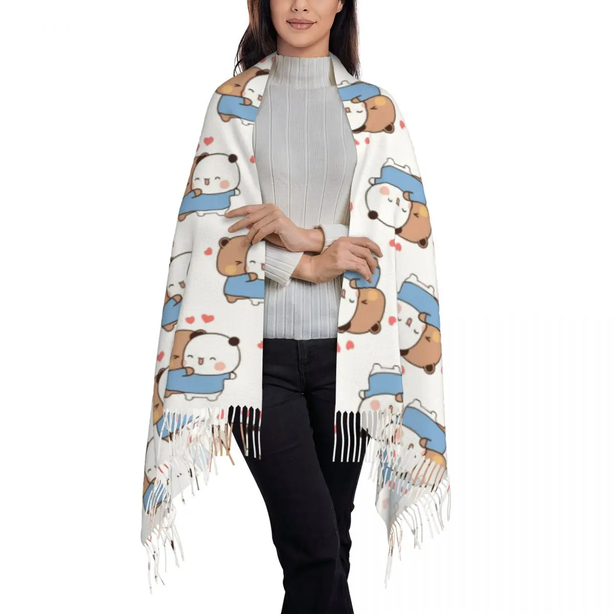 Bear And Panda Bubu Dudu Balloon (3) Scarf Tassel Scarves Women Soft Warm Shawls and Wraps Long Fall Winter Shawl Wrap