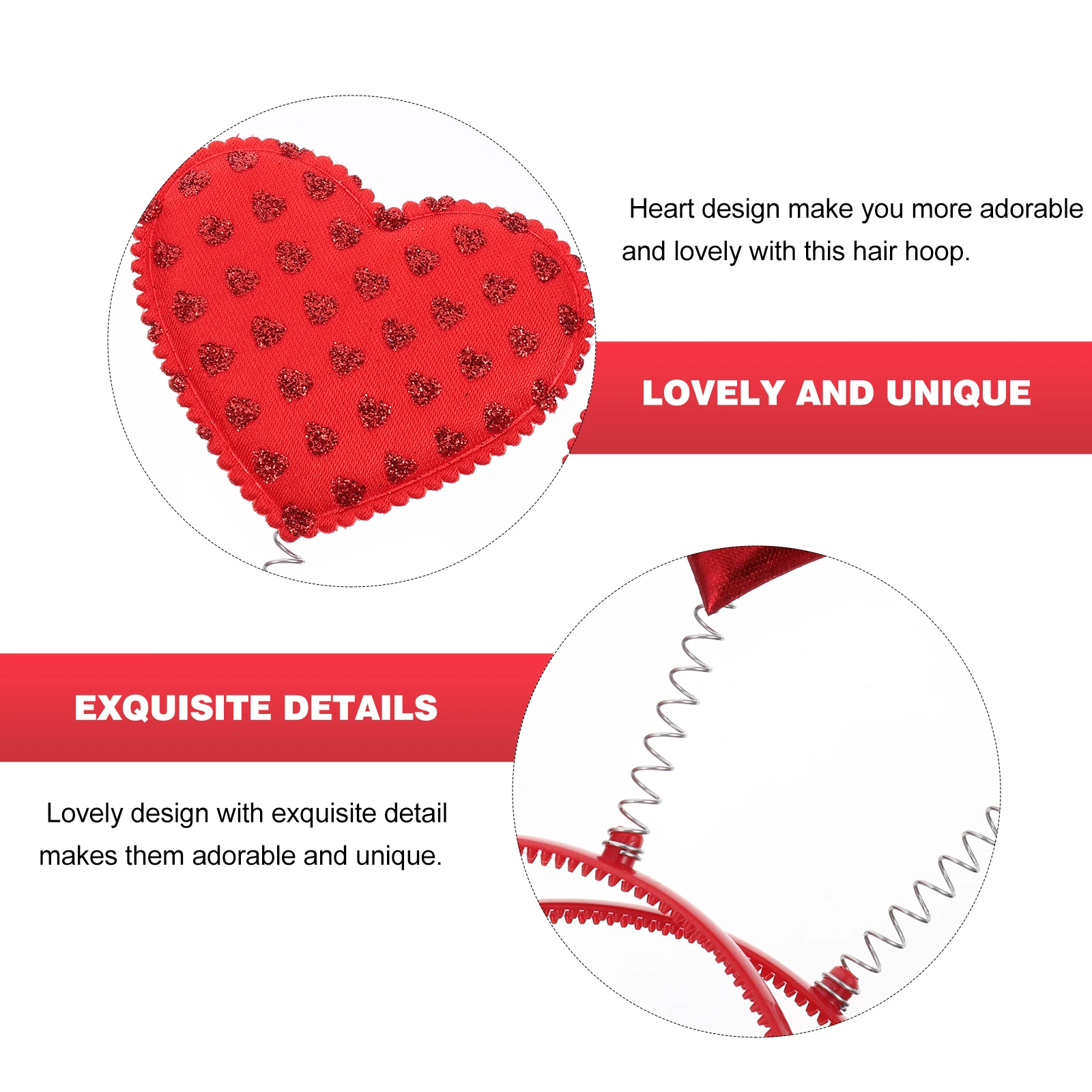 

4pcs Heart Hair Hoop Red Headband Clasp Valentine's Day Cosplay Party Birthday Christmas Gift Women Girls Adorable Lovely