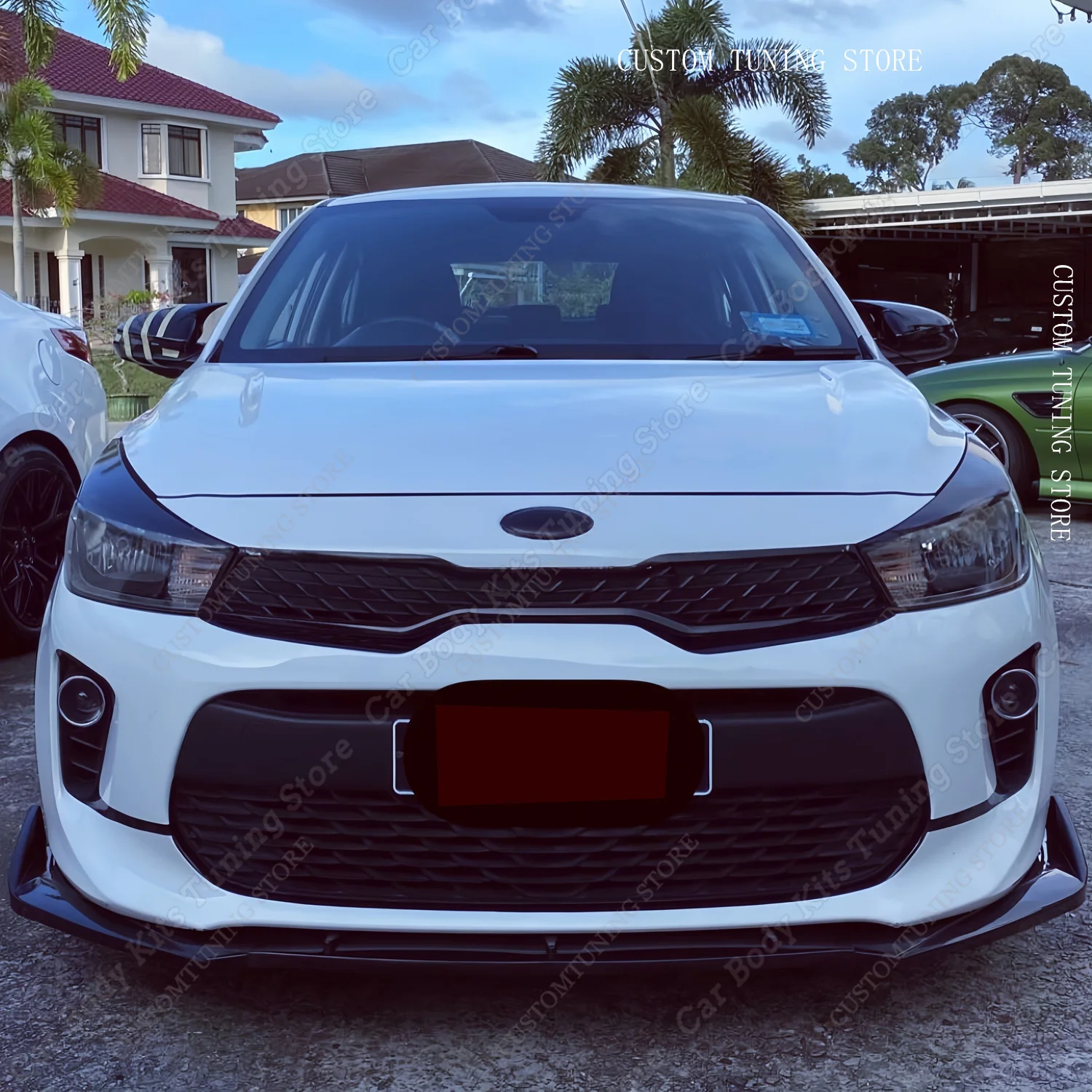 Глянцевый черный передний бампер, спойлер для губ, разделитель, диффузор, модернизация для KIA RIO YB TGDI ISG Hatchback 2017-2024, Стайлинг Bodykits