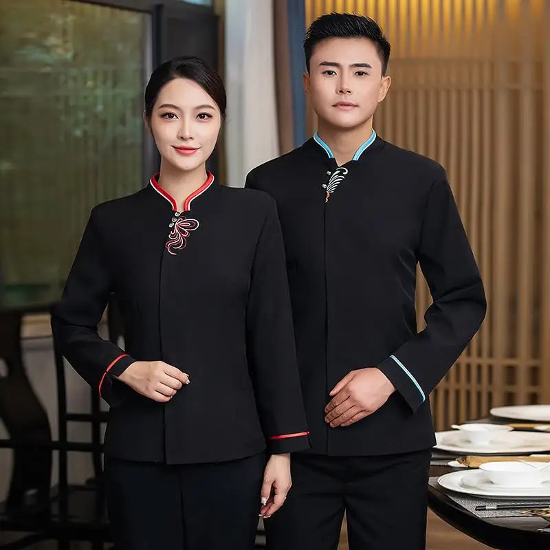 Dining Waiter Workwear Short Sleeve Spring and Summer Long Sleeves Hotel Western Restaurant Cake BBQ Hot Pot Hotel Work Wear Wom